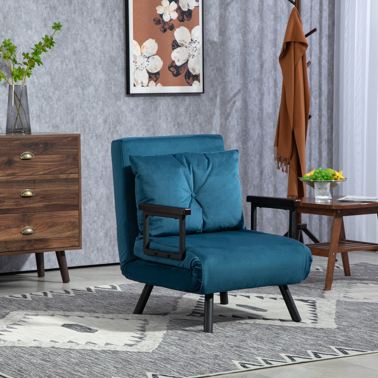 Click Clack Single Chair Bed Settee For Living Room | One Size | Blue