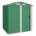 Outdoor Metal Storage Shed With Sliding Door Sloped Roof | Green