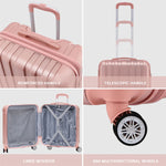 56x45x25cm Large Cabin Carry On Case - Overhead Luggage Suitcase - 4 Spinner Wheels - Abs Hard Shell Cabin Bag | Cabin | Rose Gold