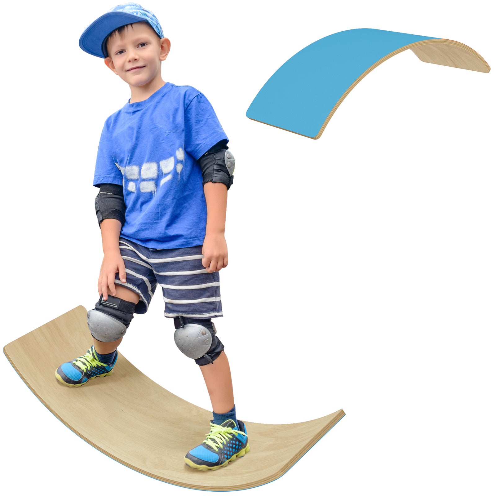 Wooden Balance Board For Kids, Wobble Board With Felt | Blue