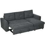 3 Seater Sofa Bed Convertible Pull Out Sofa With Storage | One Size | Dark Gray