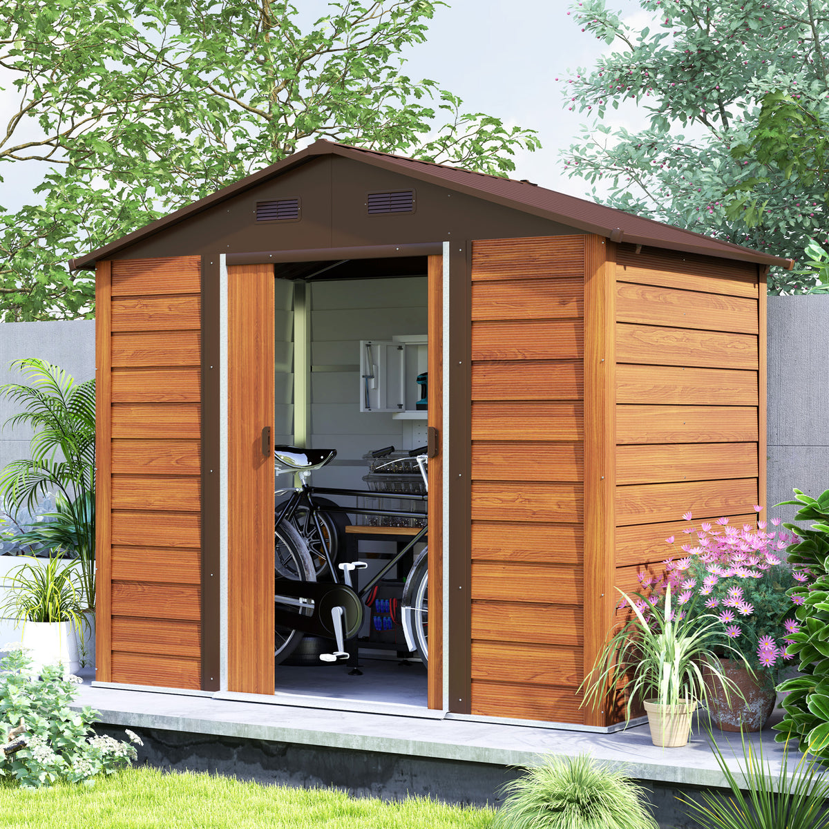 Outsunny Garden Shed, Tool Storage Sliding Door