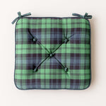 Tartan Check Cotton Dining Chair Booster Cushion | 40cm x 40cm | Blackwatch