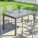 Outsunny Aluminium Extending Garden Table, Glass Top Dining Table, Grey