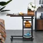 C-shaped Mobile Table, Adjustable Height, 3-tier