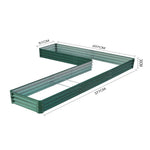 L-shaped Galvanized Steel Raised Garden Bed Raised Planter Box | Dark Green