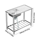 100cm*50cm*85cm H 201 Stainless Steel Commercial Sink With Drainboard