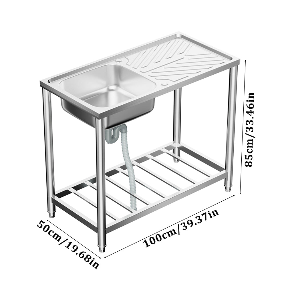 100cm*50cm*85cm H 201 Stainless Steel Commercial Sink With Drainboard