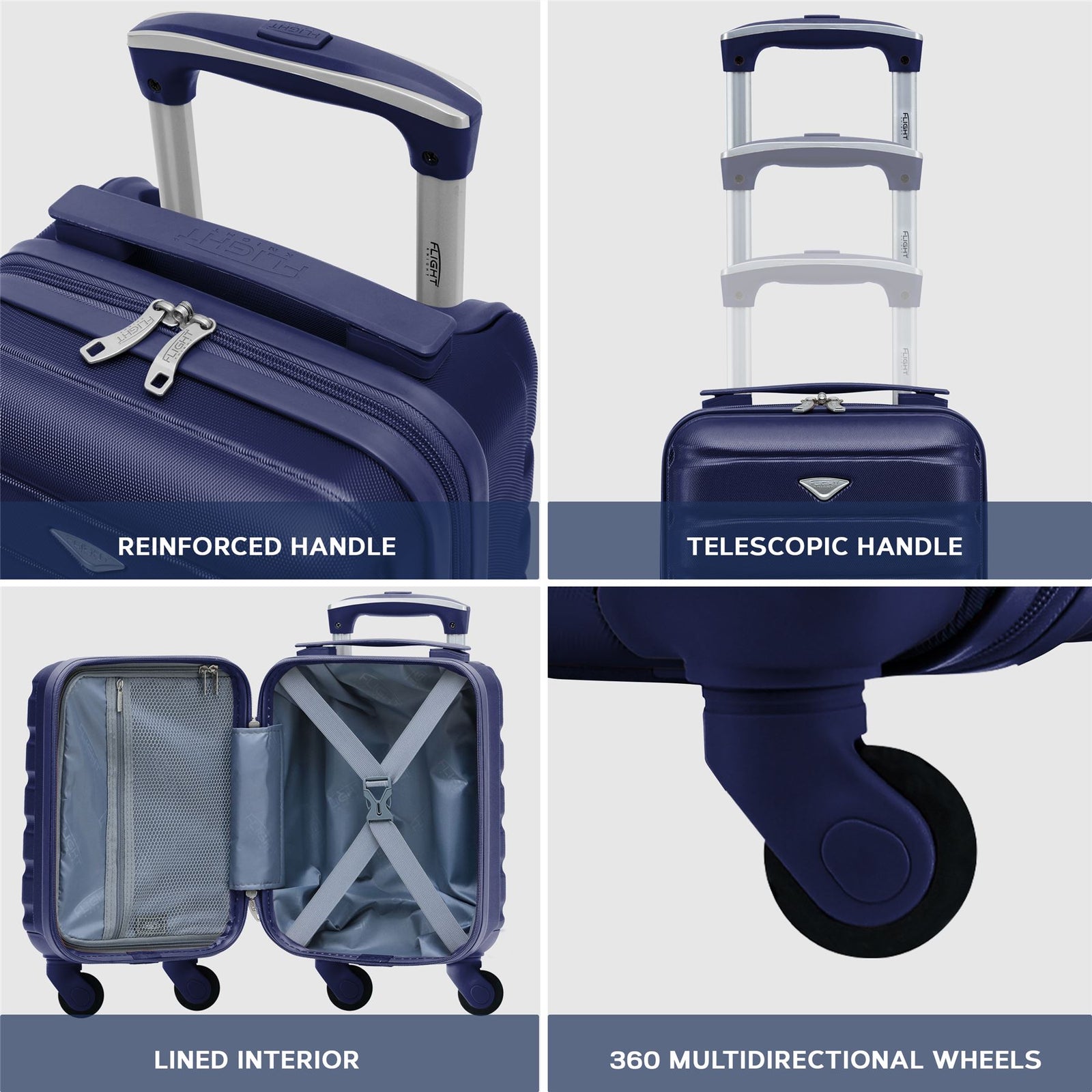 40x20x25cm Cabin Carry-on Suitcase - Lightweight, Durable, 4-wheel Luggage - 100+ Airlines Approved | Cabin | Navy Blue