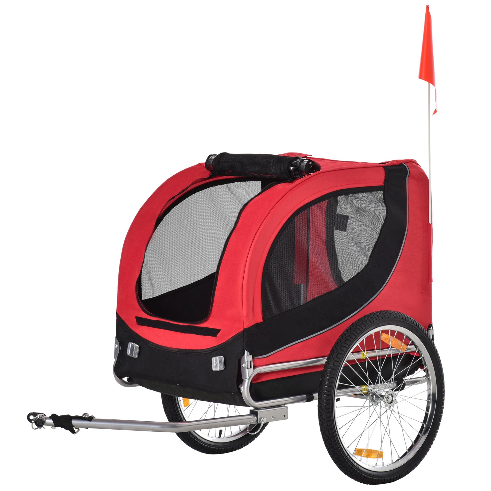 Pawhut Pet Bicycle Trailer Steel Dog Bike Carrier Water Resistant Travel | Red