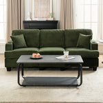 Corduroy 3-seater Couch For Living Room With Cup Holders, Wooden Frame, Soft Cushions, Modern Sofa | Green