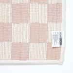 100% Cotton Non Slip Checked Bath Mat | 50 x 80cm | Pink & White