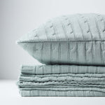 Combed Cotton Cable Knit Throw | 130cm x 170cm | Duck Egg Blue