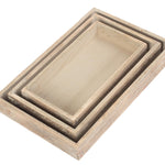Wood Shallow Wooden Plinth Tray | Set-of-3 | Brown