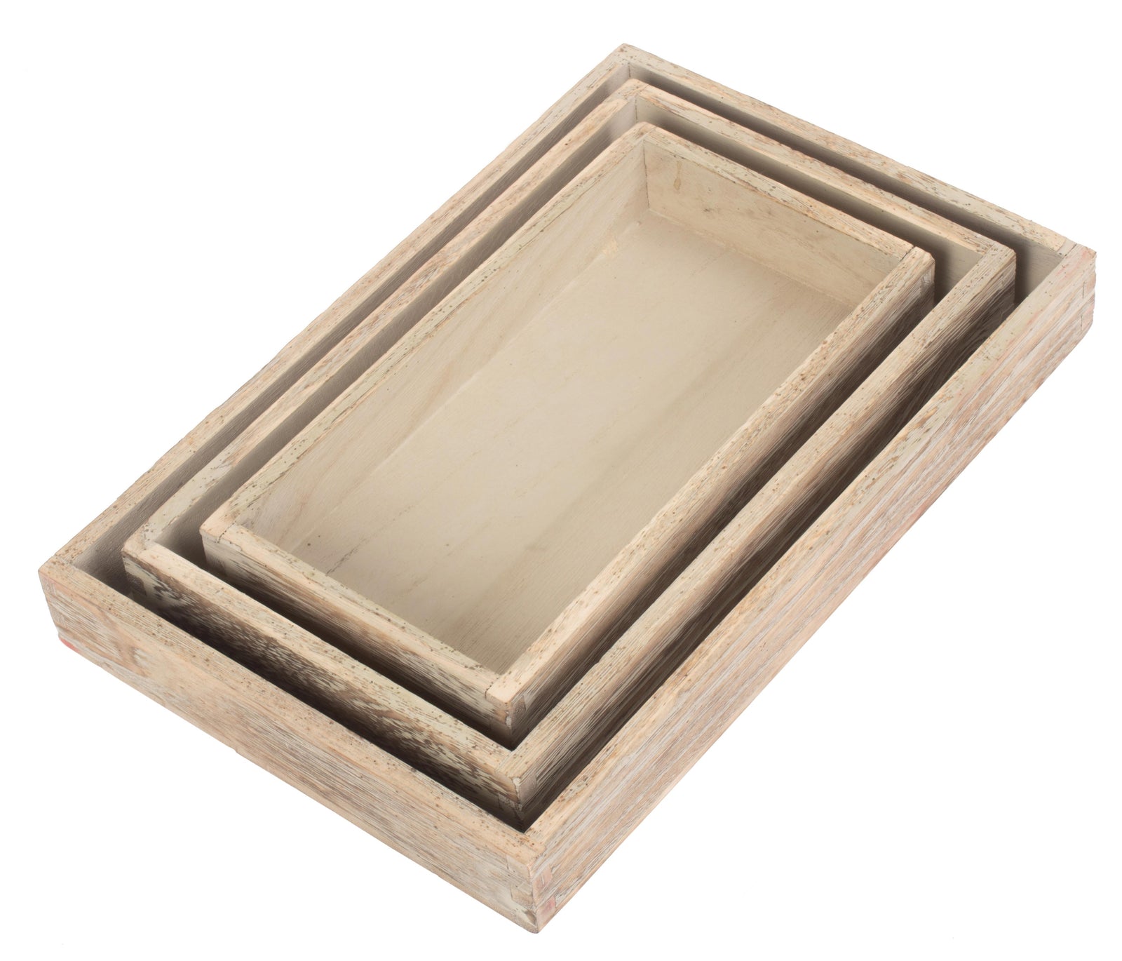 Wood Shallow Wooden Plinth Tray | Set-of-3 | Brown