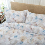 Mother Of Pearl Shell Print Duvet Cover Set 100 Percent Cotton With Subtle Coastal Tones And Piped Edge Finish | Double | Multi Colour