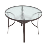 Rectangular Tempered Glass Outdoor Coffee Table With Parasol Hole - 105cm Dia X 72 Cm H | One Size | Brown