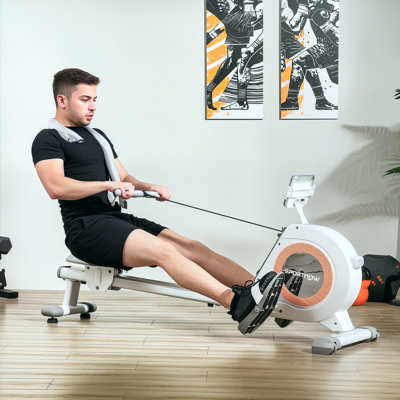 16-level Magnetic Rowing Machine W/ Lcd Monitor | White