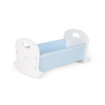 Wooden Doll's Cradle, Pastel-blue Polka Dot Design