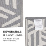 Luxury Outdoor Rug Waterproof Reversible For Garden Patio 100% Recycled, Grey Luna Geometric | 180cm x 270cm | Grey
