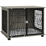 Dog Crate Table W/ Lockable Door, Plush Cushion