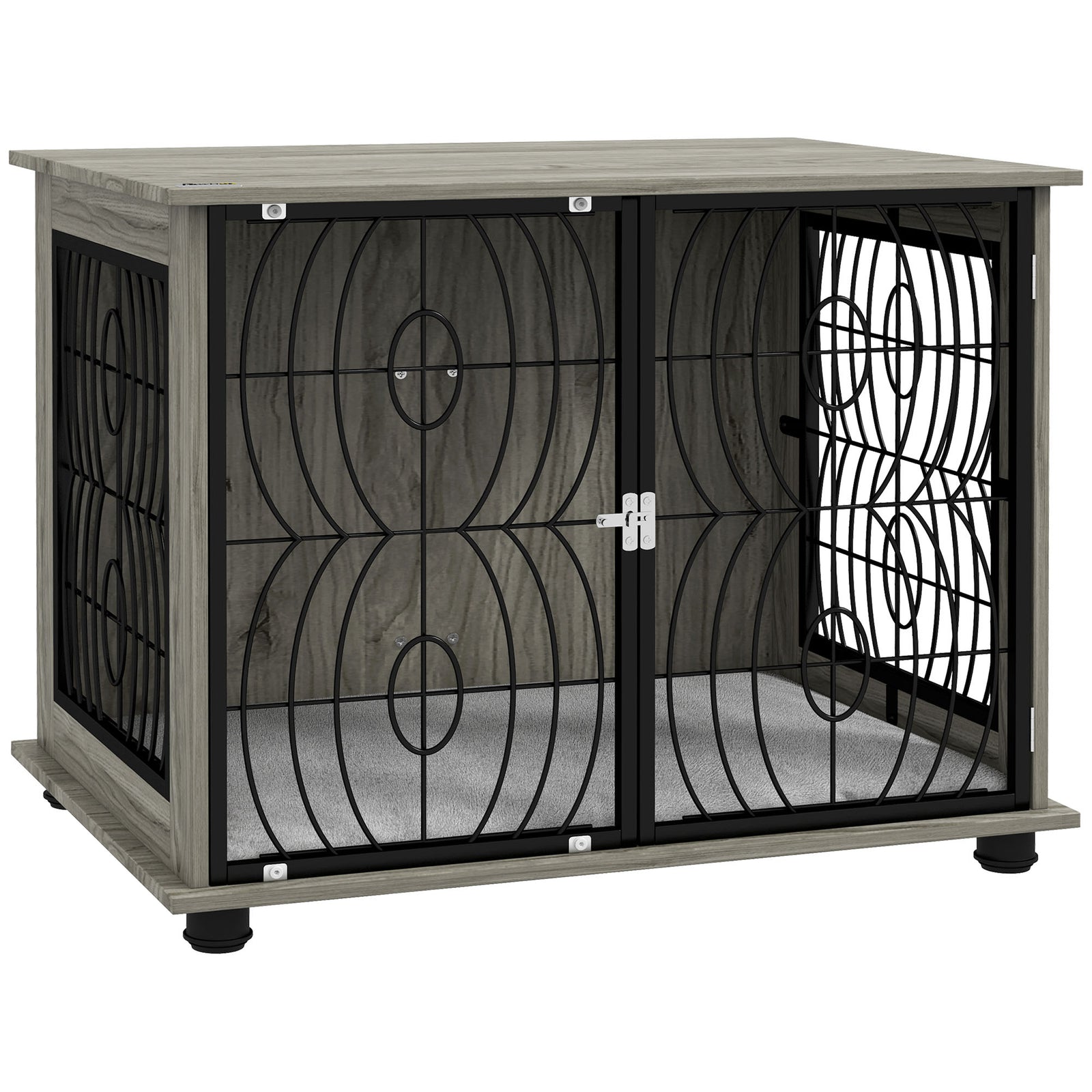 Dog Crate Table W/ Lockable Door, Plush Cushion