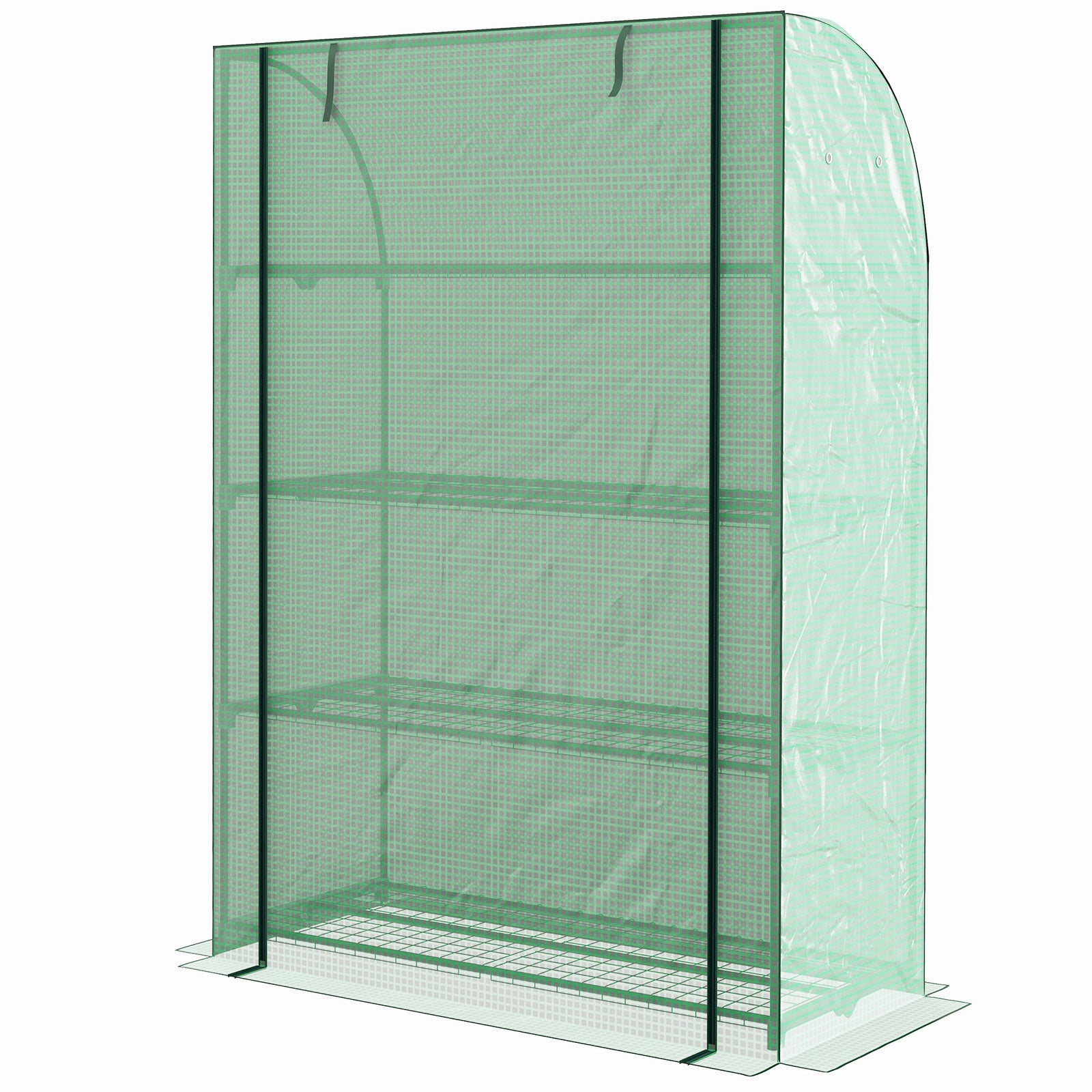 4-tier Mini Greenhouse W/ Roll-up Door 170x120cm