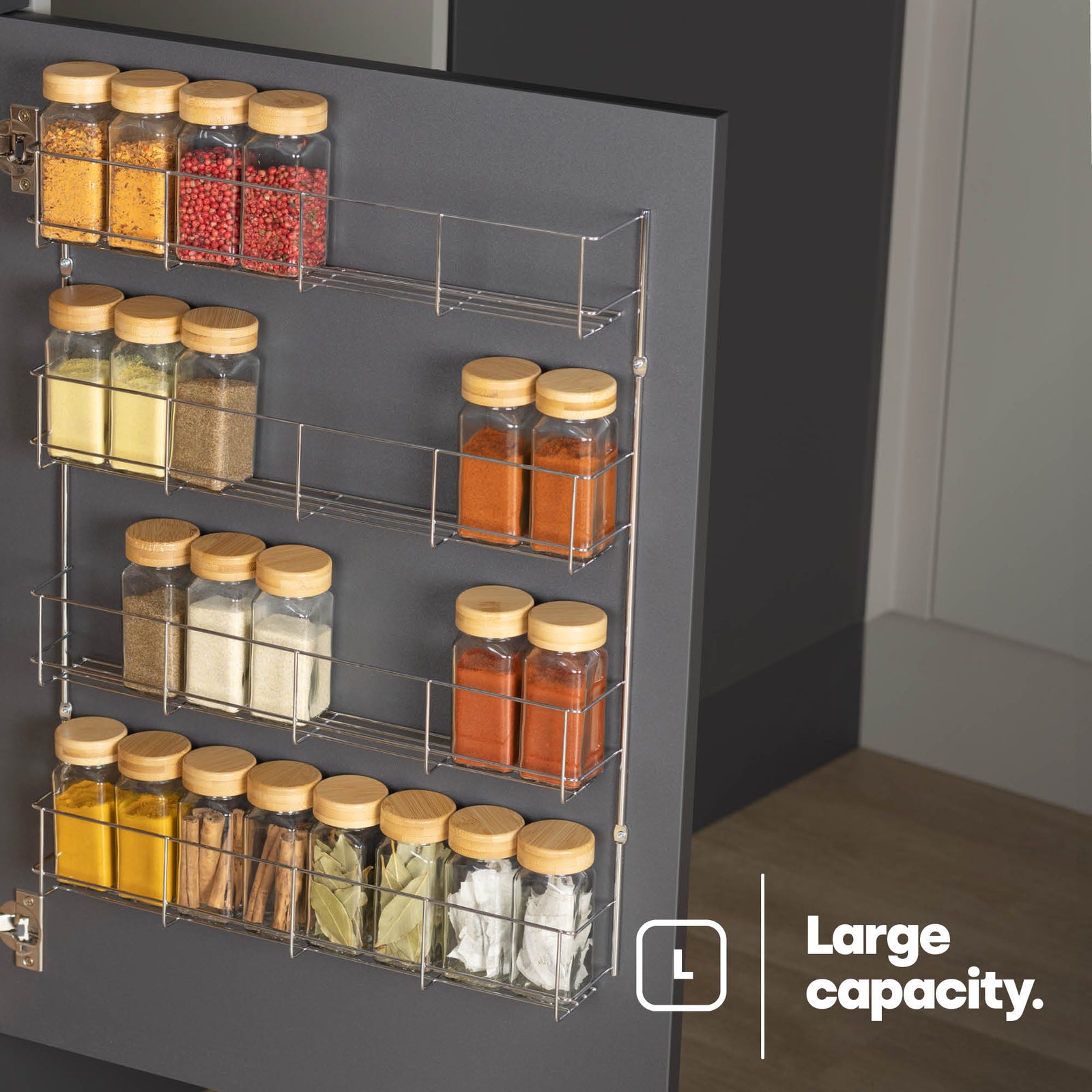 Cupboard Door Spice Rack - 4-tier