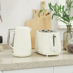 1.7l Fast Boil Electric Kettle And 2 Slice Water Toaster Set | Cream