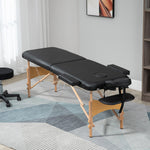 Wooden Folding Spa Beauty Massage Table W/ 2 Sections | One Size | Black