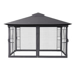 395cm X 295cm Outdoor Garden Gazebo With Ventilated Roof And Mesh Curtains,steel Frame Patio Shelter & Pa-coated Polyester Canopy For Backyard And Parties