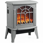 Electric Fireplace, Freestanding Log Burner, Led Flame Effect | Grey