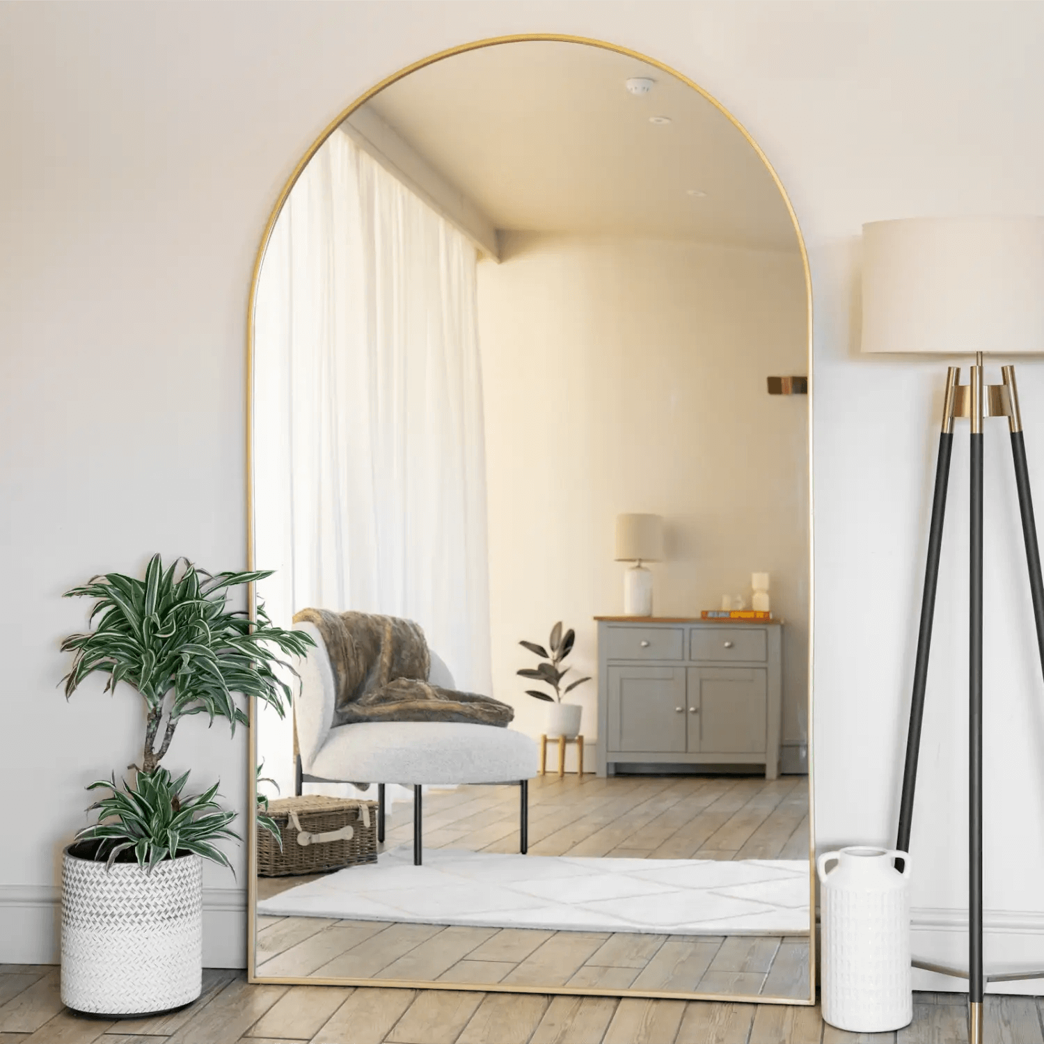 Akiko - Gold Metal Arched Mirror | 180cm x 105cm