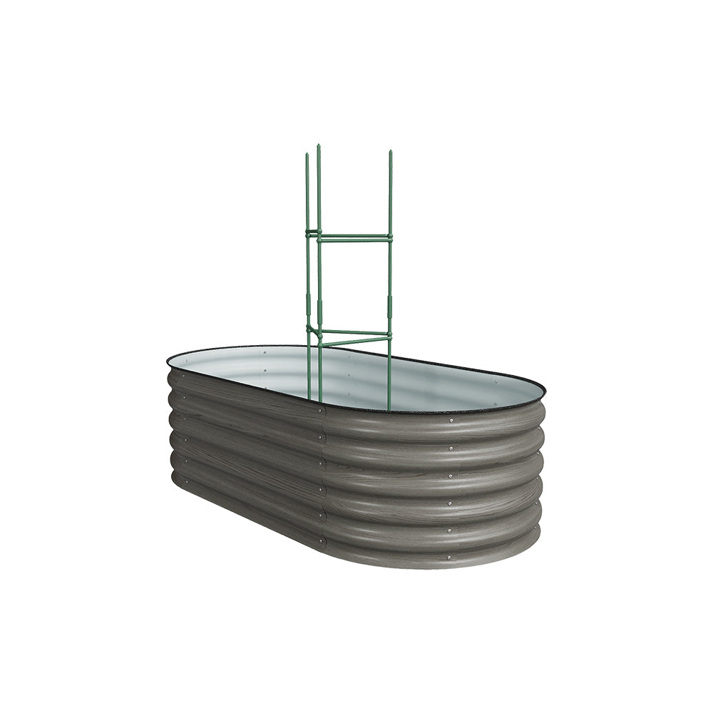 160/240/360cm W X 80cm D X 42cm H Outdoor Galvanized Steel Raised Garden Bed With Trellis | Small | Mixed Grey