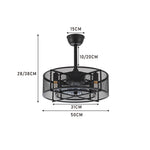 20 Inch Black Industrial Ceiling Fan With 8 Metal Blades & Remote Control 3 Speed Adjustable Modern Fan Light