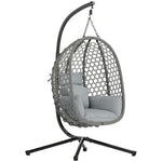 Hanging Egg Chair, Rattan Swing Chair With Stand | Dark Grey