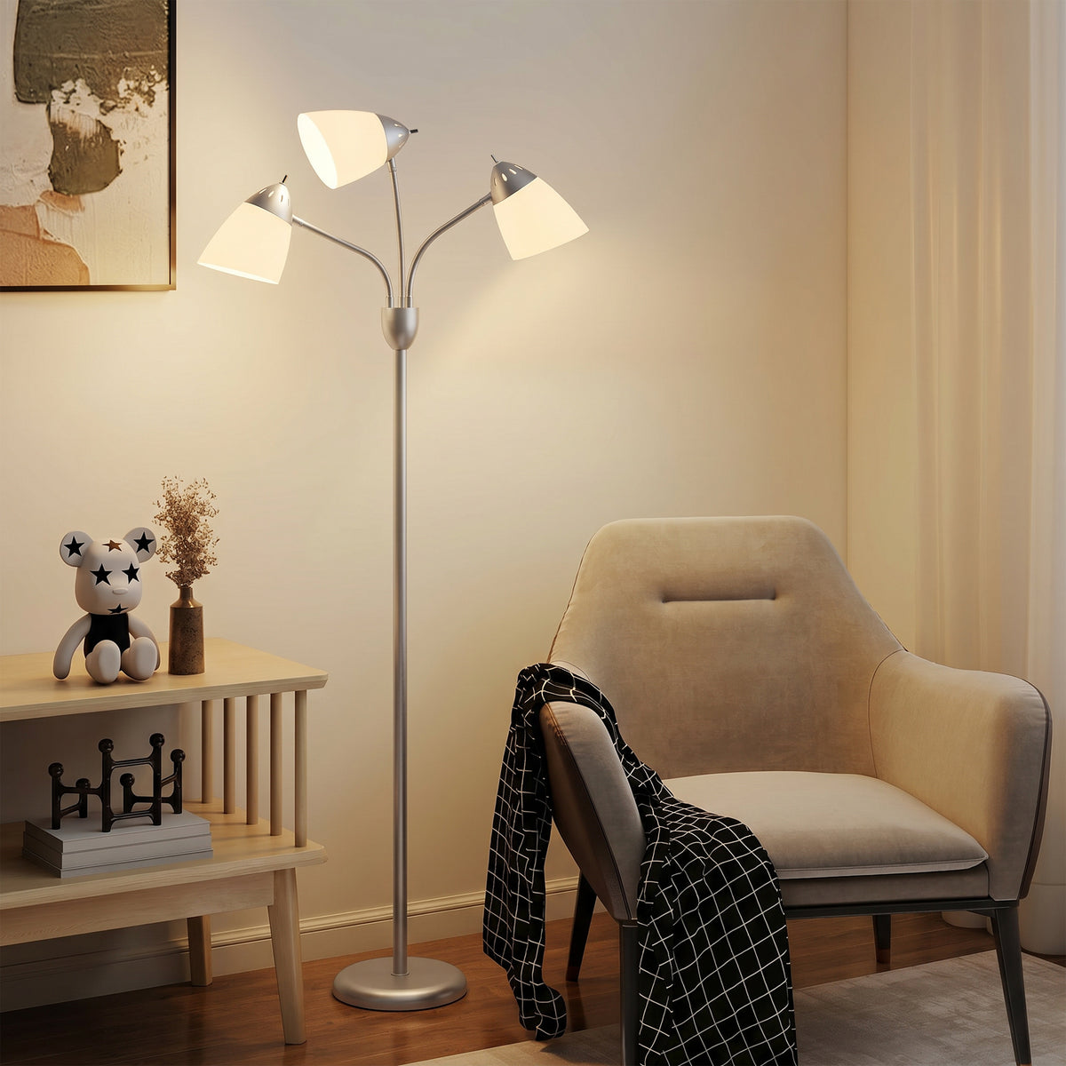 HOMCOM Arc Tree Floor Lamp With 3000k/4500k/6500k Colour Temperatures Silver