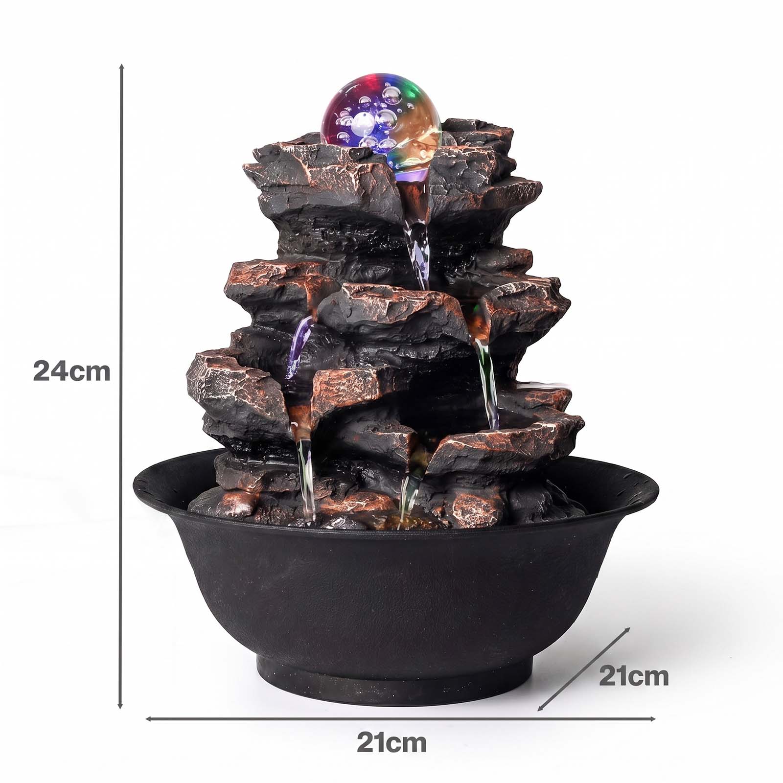 Spector Water Fountain Tabletop Water Feature 3-speed Flow Resin Rock Brown