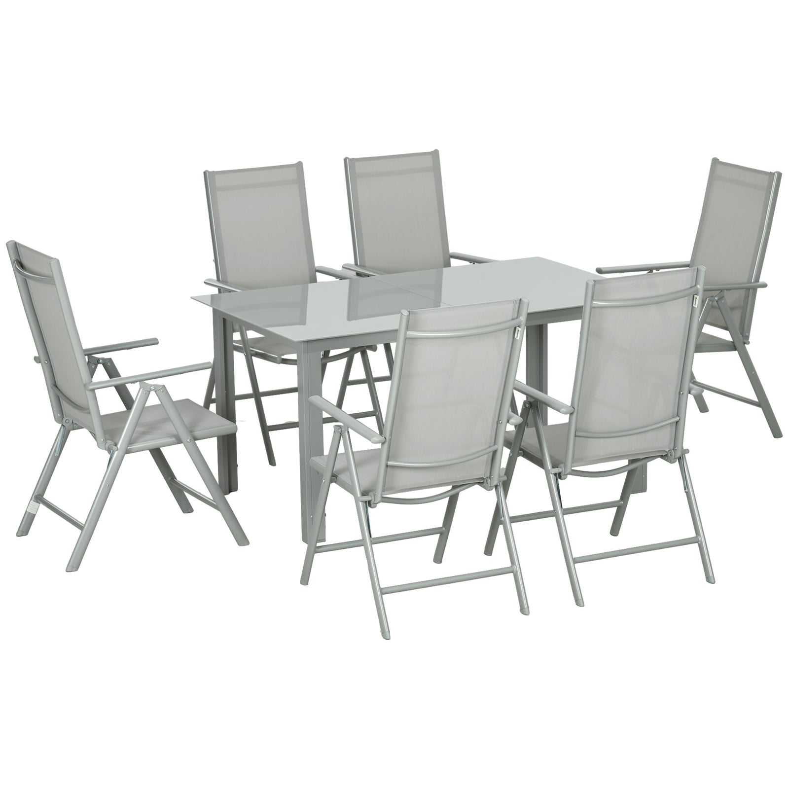 7 Piece Garden Dining Set, Outdoor Table And 6 Chair | Gray