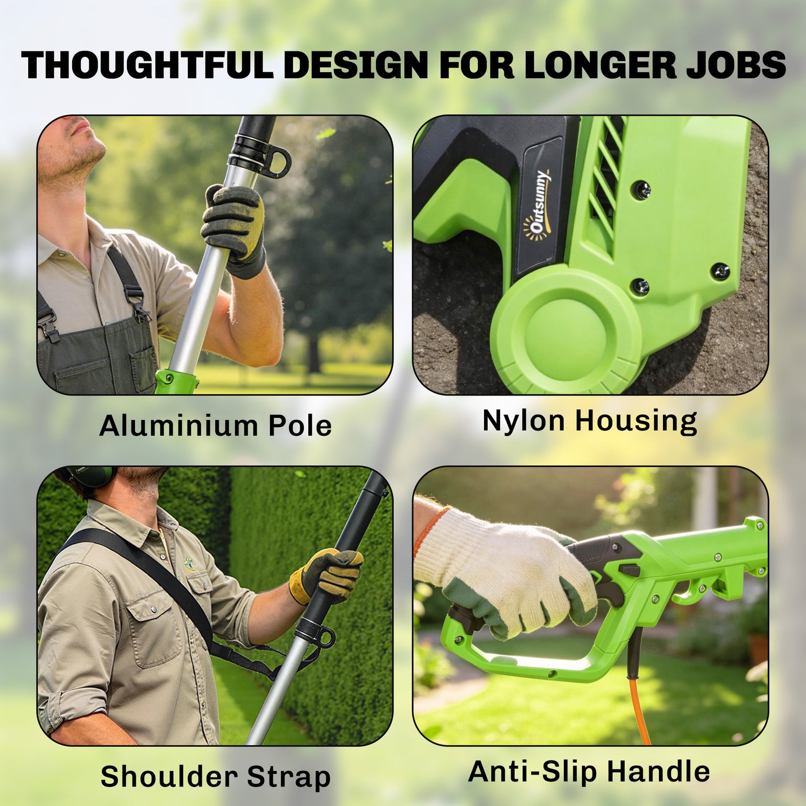 Outsunny 2.6m Corded Extendable Hedge Trimmer With 90 Adjustable Head