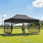 3 X 4.5 M Pop Up Gazebo With Mesh, Heavy Duty Party Tent Marquee | Black