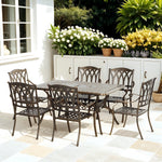 7 Pieces Cast Aluminium Garden Dining Set W/ Parasol Hole