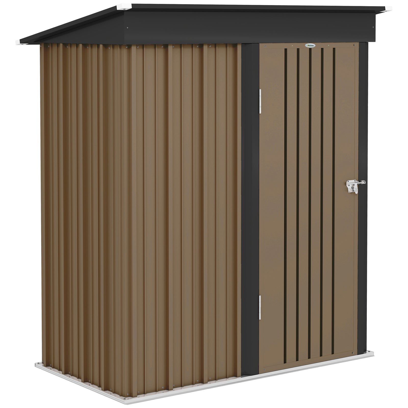 5x3ft Steel Lean-to Shed With Adjustable Shelf Lock & Gloves