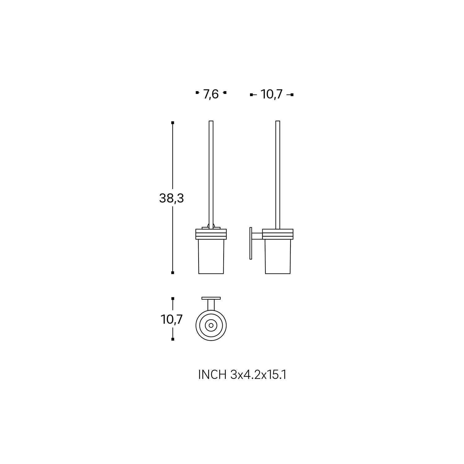 Wall-mounted Toilet Brush, Self-adhesive Silver Compact Stick Collection