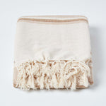 Cotton Morocco Striped Throw | 150cm x 200cm | Beige