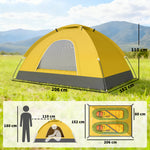 2 Person Camping Tent, Dome Tent With Storage Pocket | Yellow