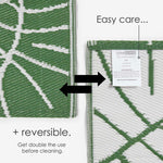 Luxury Outdoor Rug Waterproof Reversible For Garden Patio 100% Recycled, Green Ada Botanical | 180cm x 270cm | Green