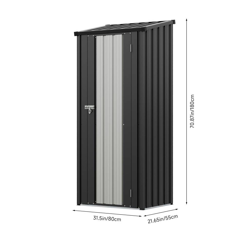 Metal Garden Storage Cabinet 2.62×1.8 Ft With Lockable Door & 2 Shelves