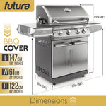 Premium Waterproof Bbq Cover Large Outdoor Barbecue Grills Cover 600d Oxford Fabric Uv Protection, Pvc Lining | 147cm | Black