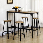 5 Piece Bar Table And Stools Set With Metal Frame | Brown